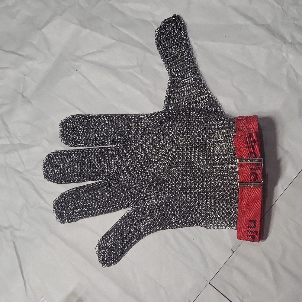 Large stahl niroflex red steel glove safety Germany silver mesh adjustable Metal